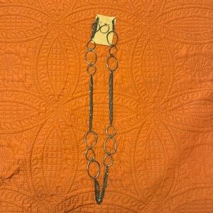 Gunmetal finish necklace and earrings. Costume jewelry.